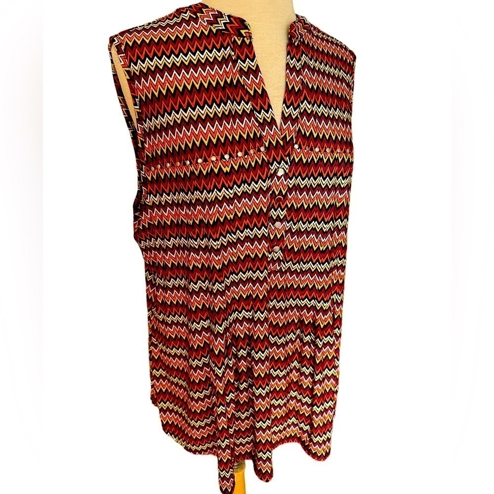 COCOMO 2X red orange yellow sleeveless Plus Size women's Blouse top sh…